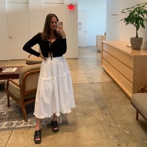 White cotton poplin skirt Doen lookalike